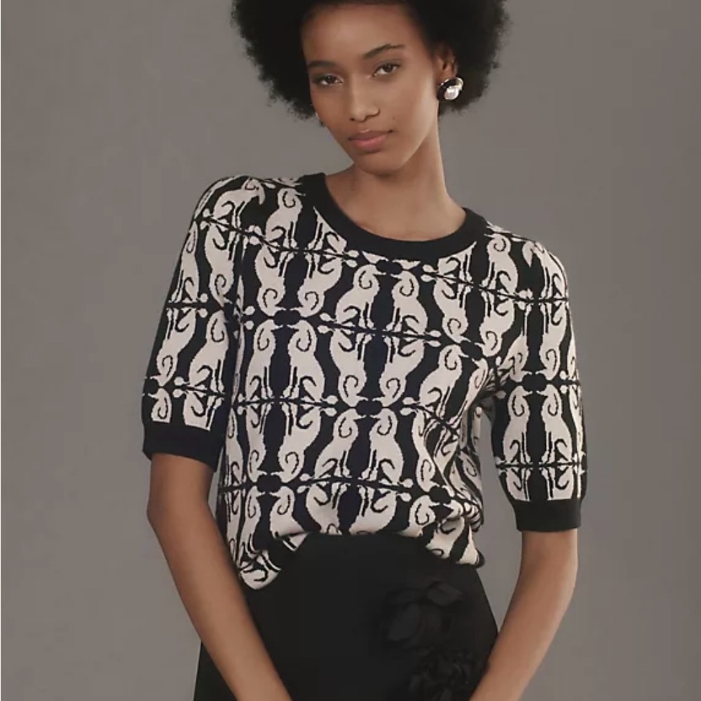NWT Anthropologie Maeve Harmon Jacquard Sweater Tee